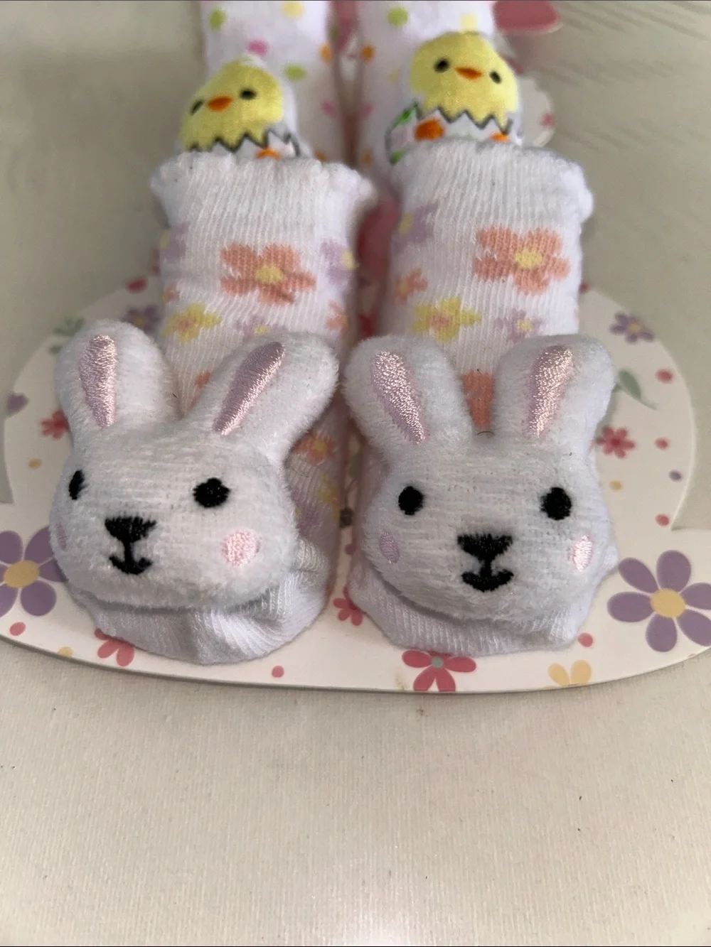 NWT Stepping Stones Pink Chick & Bunny Baby Rattle Sock Set